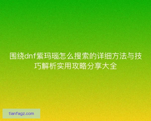 围绕dnf紫玛瑙怎么搜索的详细方法与技巧解析实用攻略分享大全