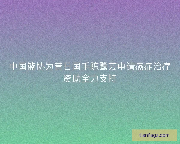 中国篮协为昔日国手陈鹭芸申请癌症治疗资助全力支持
